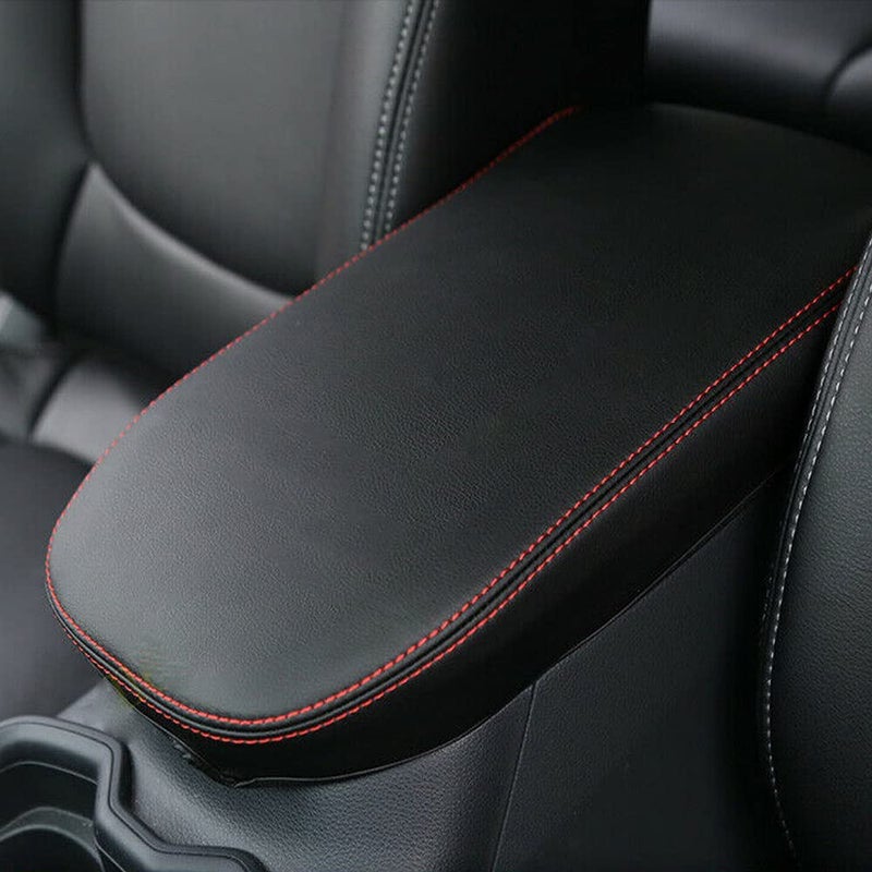 INTGET for Toyota RAV4 Accessories 2025 2024 2023 2022 2021 2020 2019 and 2021-2024 RAV-4 Prime Center Console Cover Leather Armrest Middle Console Lid Cover Arm Rest Covering Car(Red) - Image 1